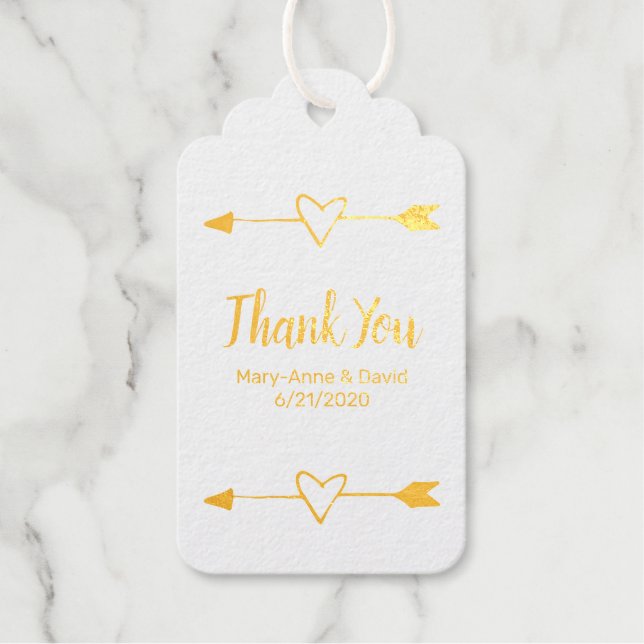 Pfeile Gastgeschenk Hochzeit Danke Geschenkanhänger (Vorderseite)