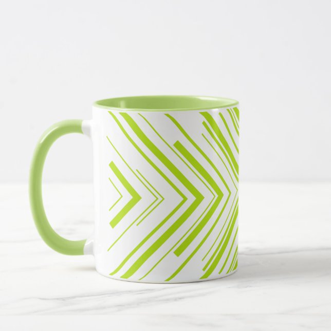 Pfeile in Kalkgrün und Weiß Tasse (Links)