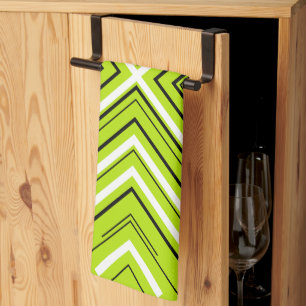 Pfeile in Lime Green, Black und White Geschirrtuch