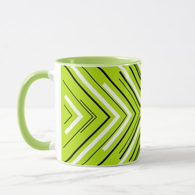 Pfeile in Lime Green, Black und White Tasse (Links)