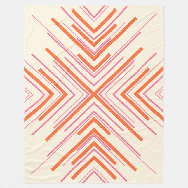 Pfeile in Rosa, Orange und Creme Fleecedecke (Vorderseite)