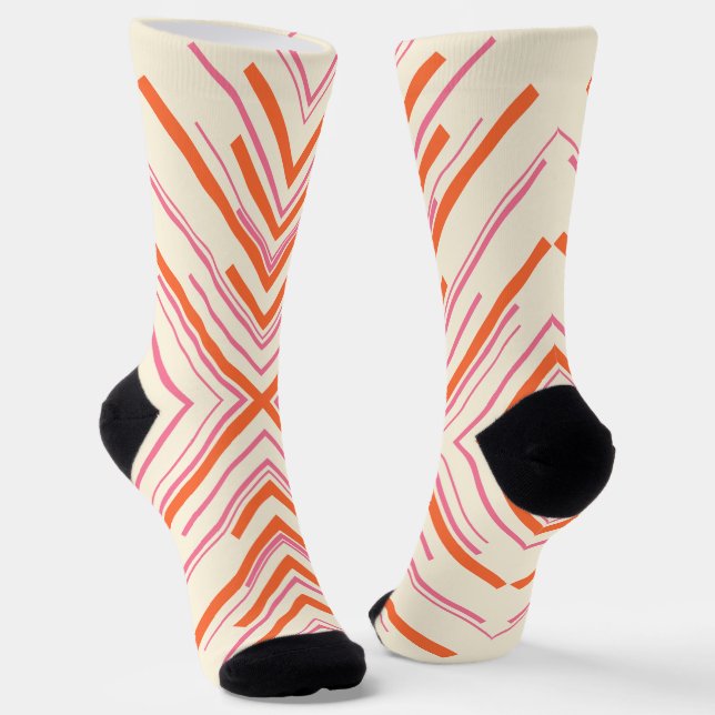 Pfeile in Rosa, Orange und Creme Socken (Gewinkelt)