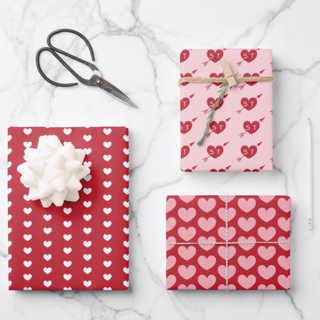 Pfeile Initials Personalisiert Valentine Geschenkpapier Set (Vorderseite)