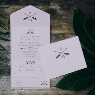 Pfeile und Monogramme Hochzeit   Lavendel All In One Einladung