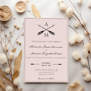 Pfeile und Monogramme Hochzeiten   Rosa Einladung
