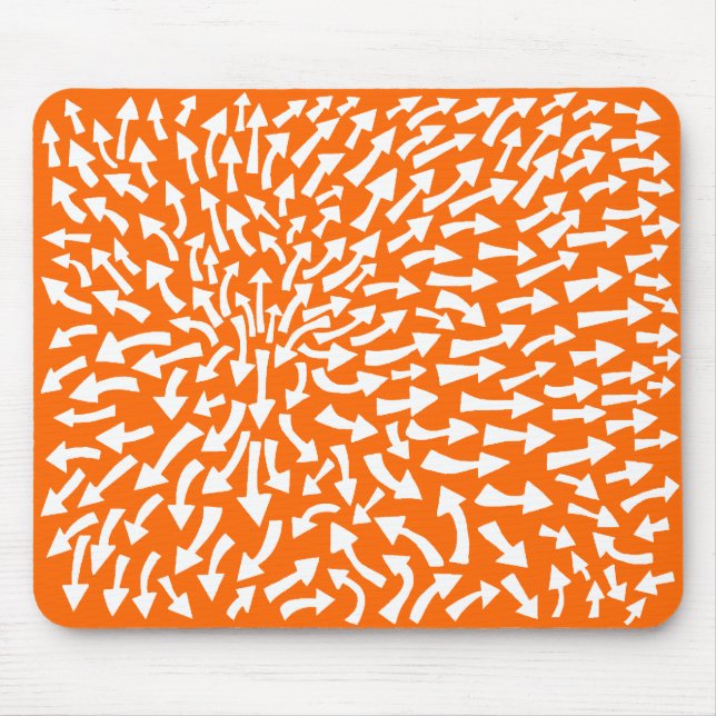 Pfeile - weiß auf Orange FF6600 Mousepad (Vorne)