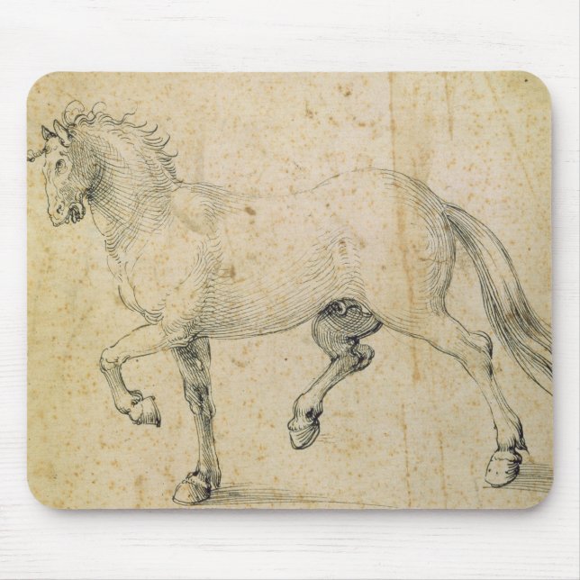 Pferd, 1503 (Feder auf Papier) Mousepad (Vorne)