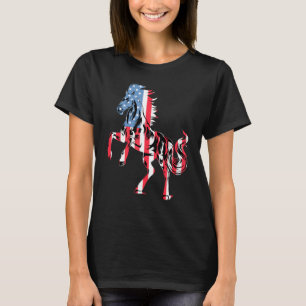 Pferd 4. Juli Amerikanische Flagge USA Frauen Mädc T-Shirt