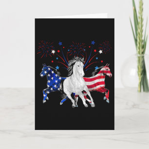 Pferd 4. Juli Patriotische amerikanische Flagge Karte
