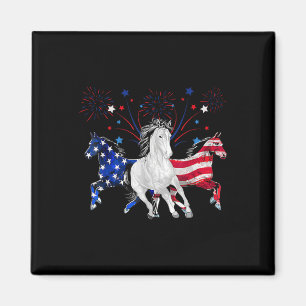 Pferd 4. Juli Patriotische amerikanische Flagge Magnet