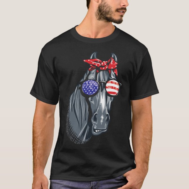 Pferd 4. Juli Shirt Frauen Pferd Grafik amerikanis (Vorderseite)