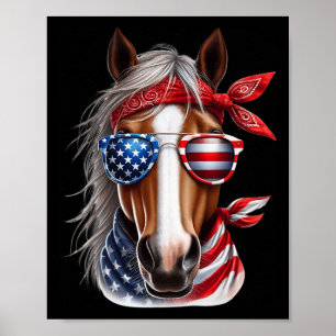 Pferd 4. Juli-Shirt Männer Jungen Pferd Amerikanis Poster