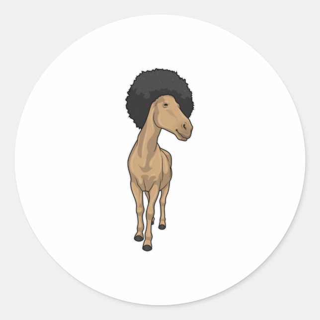 Pferd Afro Runder Aufkleber (Vorderseite)