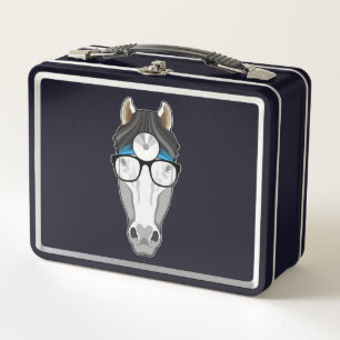 Pferd als Arzt mit Brille Metall Brotdose