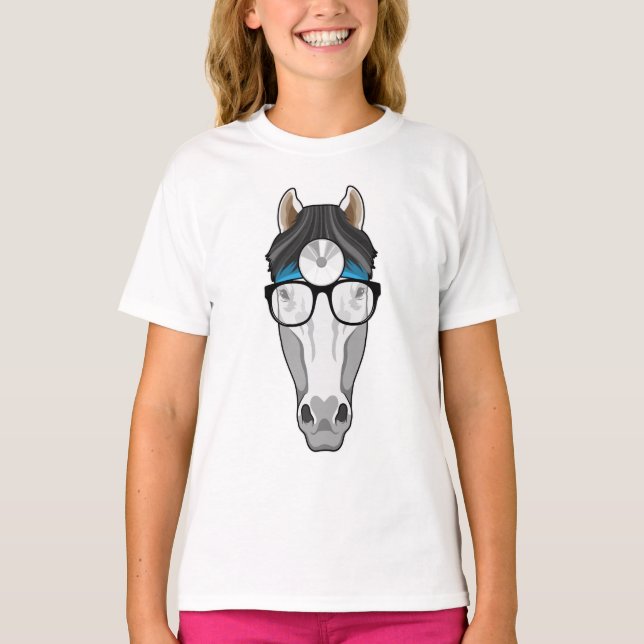 Pferd als Arzt mit Brille T-Shirt (Vorderseite)
