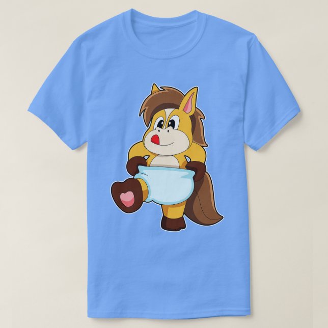 Pferd als Baby mit Windeln T-Shirt (Design vorne)
