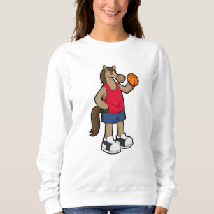 Pferd als Basketballspieler mit Basketball Sweatshirt