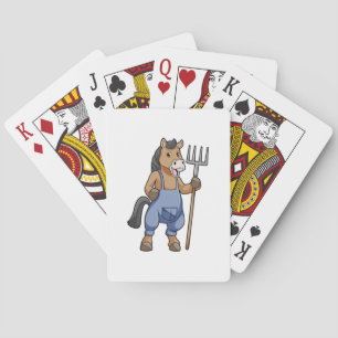 Pferd als Bauer mit Rake Spielkarten