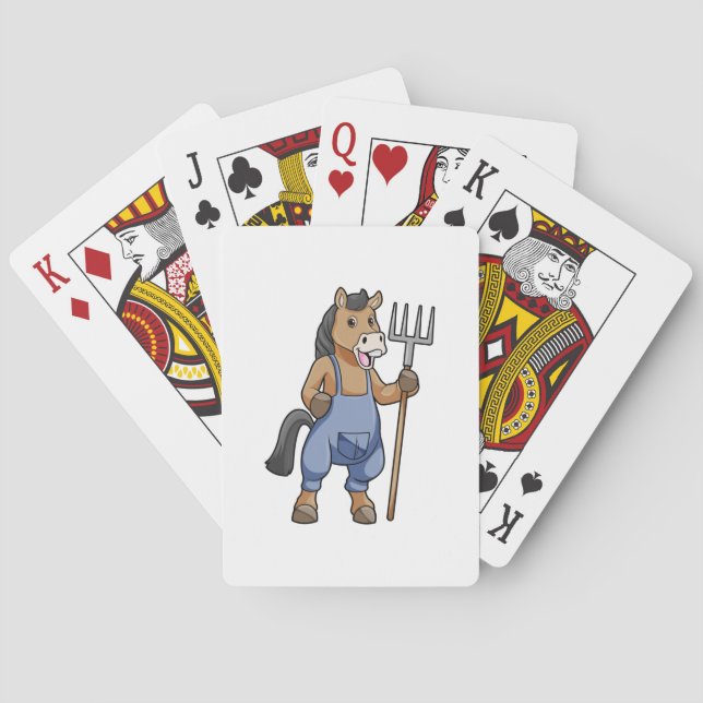 Pferd als Bauer mit Rake Spielkarten (Rückseite)