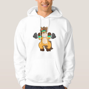 Pferd als Bodybuilder mit Barbell Hoodie