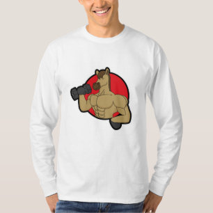 Pferd als Bodybuilder mit Dumbell T-Shirt