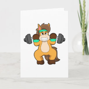 Pferd als Bodybuilder mit Langhantel Karte