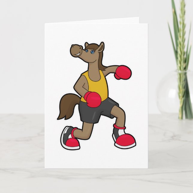 Pferd als Boxer mit Boxhandschuhen Karte (Vorderseite)