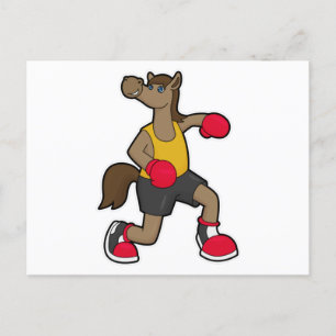 Pferd als Boxer mit Boxhandschuhen Postkarte