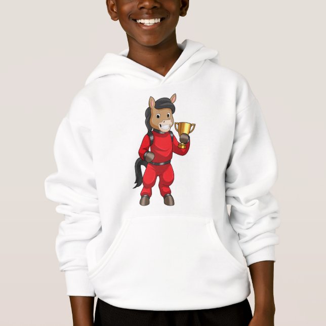 Pferd als Champion mit Trophäe Hoodie (Vorderseite)