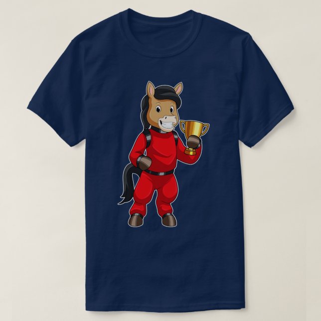 Pferd als Champion mit Trophäe T-Shirt (Design vorne)