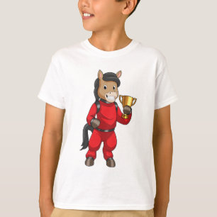 Pferd als Champion mit Trophäe T-Shirt