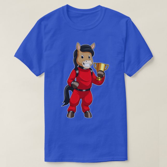 Pferd als Champion mit Trophäe T-Shirt (Design vorne)