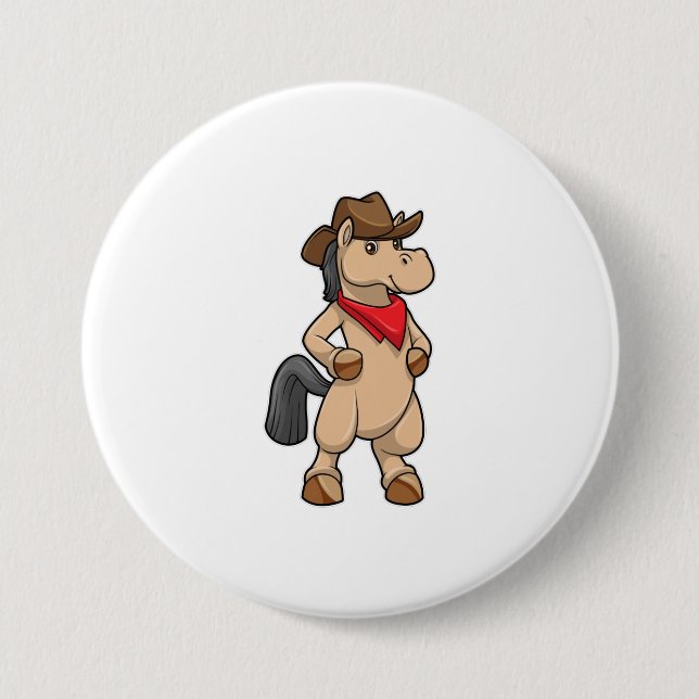 Pferd als Cowboy Button (Vorderseite)