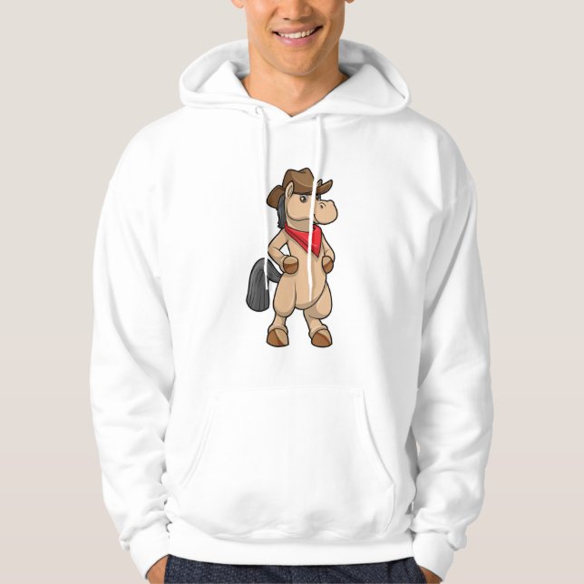 Pferd als Cowboy Hoodie (Vorderseite)