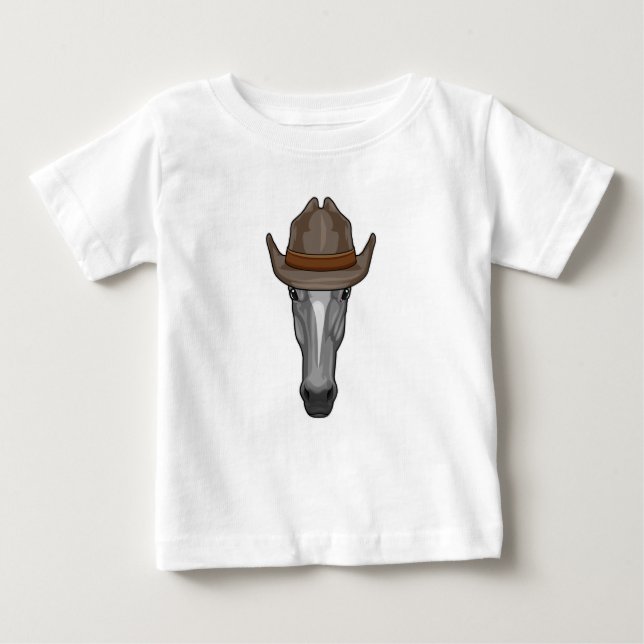 Pferd als Cowboy mit Hut Baby T-shirt (Vorderseite)