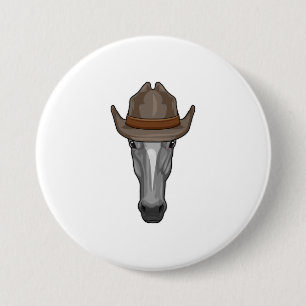 Pferd als Cowboy mit Hut Button