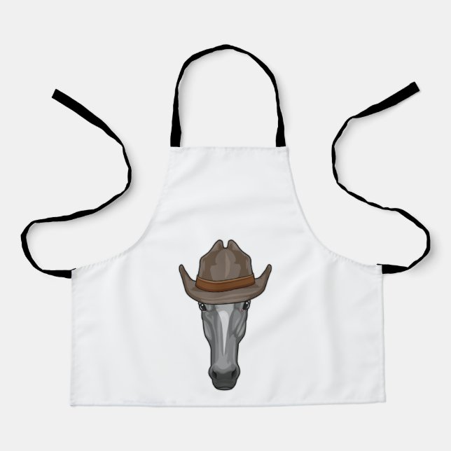 Pferd als Cowboy mit Hut Schürze (Vorderseite)