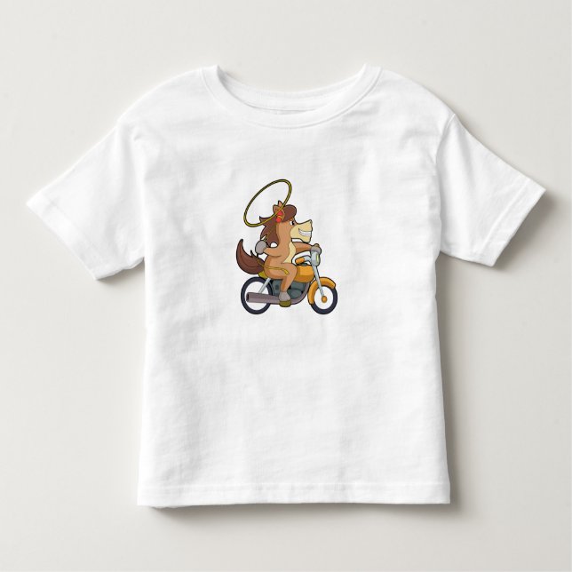 Pferd als Cowboy mit Lasso & Motorrad Kleinkind T-shirt (Vorderseite)
