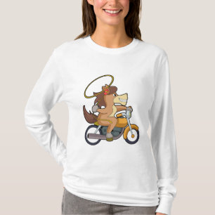 Pferd als Cowboy mit Lasso & Motorrad T-Shirt