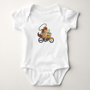 Pferd als Cowboy mit Lasso und Motorrad Baby Strampler