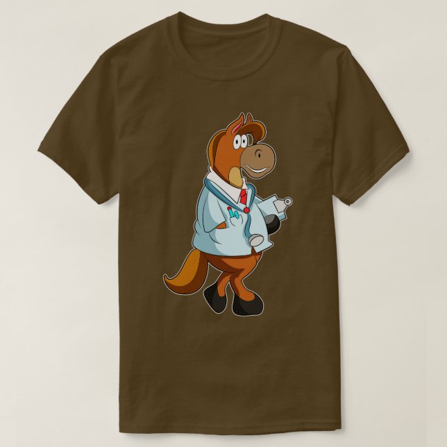 Pferd als Doktor mit Stethoskop T-Shirt (Design vorne)