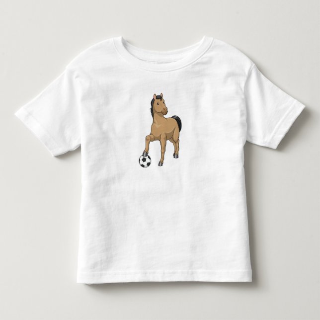 Pferd als Fußballspieler mit Fußball Kleinkind T-shirt (Vorderseite)