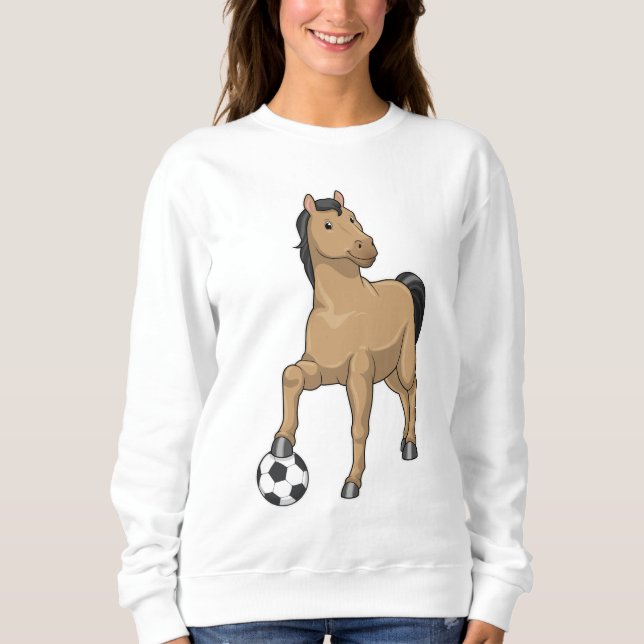Pferd als Fußballspieler mit Fußball Sweatshirt (Vorderseite)