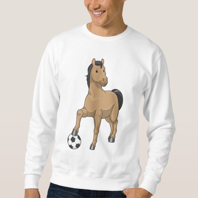Pferd als Fußballspieler mit Fußball Sweatshirt (Vorderseite)