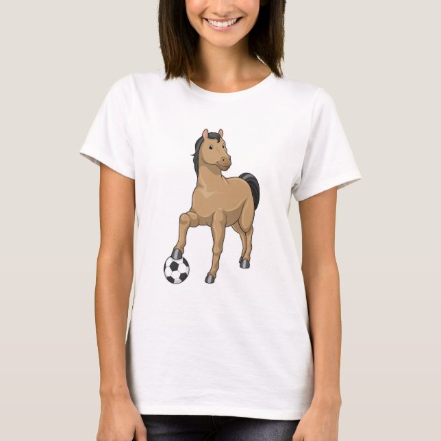 Pferd als Fußballspieler mit Fußball T-Shirt (Vorderseite)