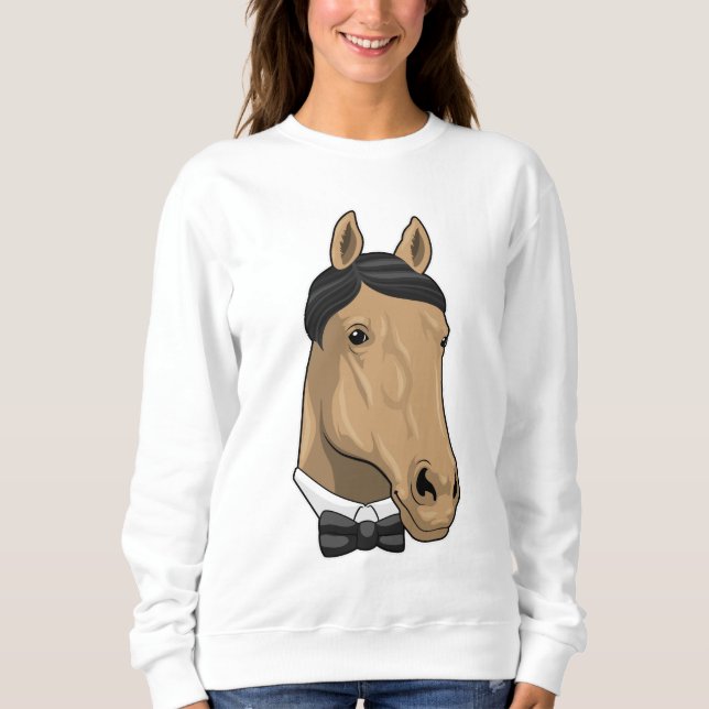 Pferd als Gentleman mit Bow-Krawatte Sweatshirt (Vorderseite)
