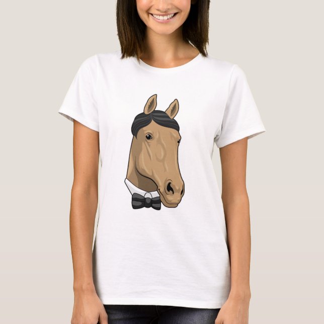 Pferd als Gentleman mit Bow-Krawatte T-Shirt (Vorderseite)