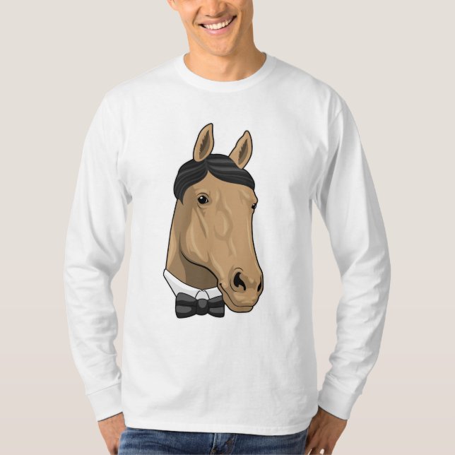 Pferd als Gentleman mit Bow-Krawatte T-Shirt (Vorderseite)