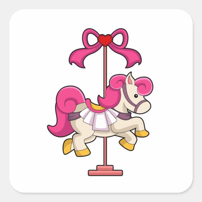 Pferd als Karussellpferd.PNG Quadratischer Aufkleber (Vorderseite)