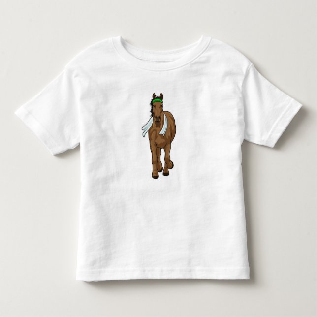 Pferd als Runner mit Handtuch Kleinkind T-shirt (Vorderseite)